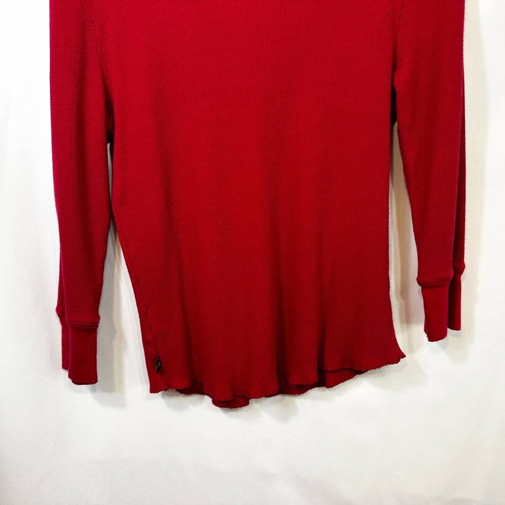 VTG Polo Ralph Lauren Medium Henley Top Red Waffle Knit Thermal Y2K Preppy 1501 - Picture 5 of 8